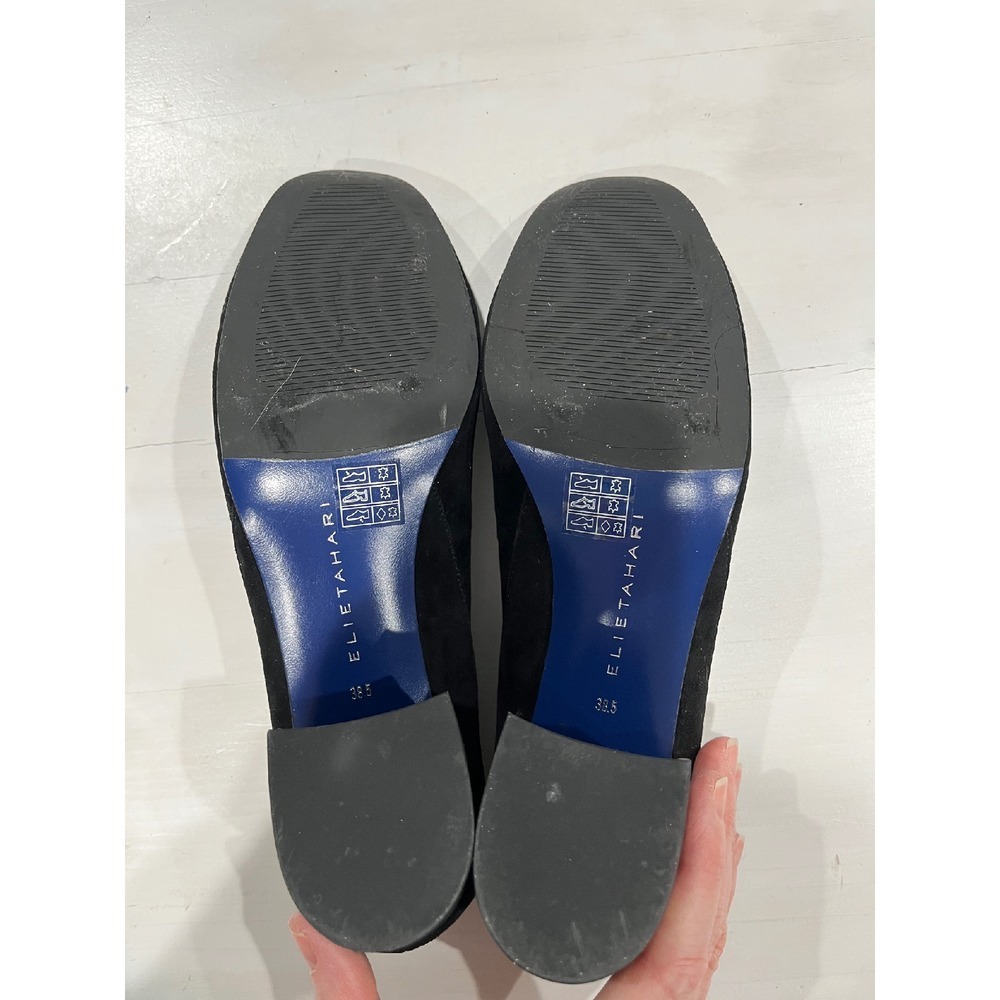 Elie Tahari Suede Block Heel Pumps‎ Comfortable Slip On Shoes Black 38.5 - Picture 5 of 8